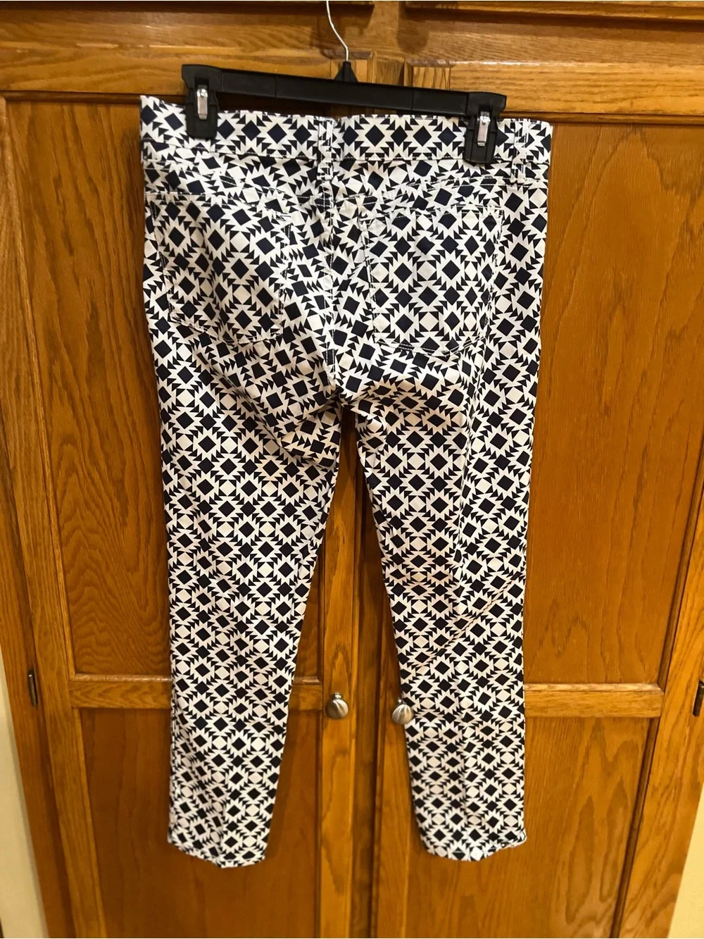 J Crew Black and White Geometric Print Toothpick Pants